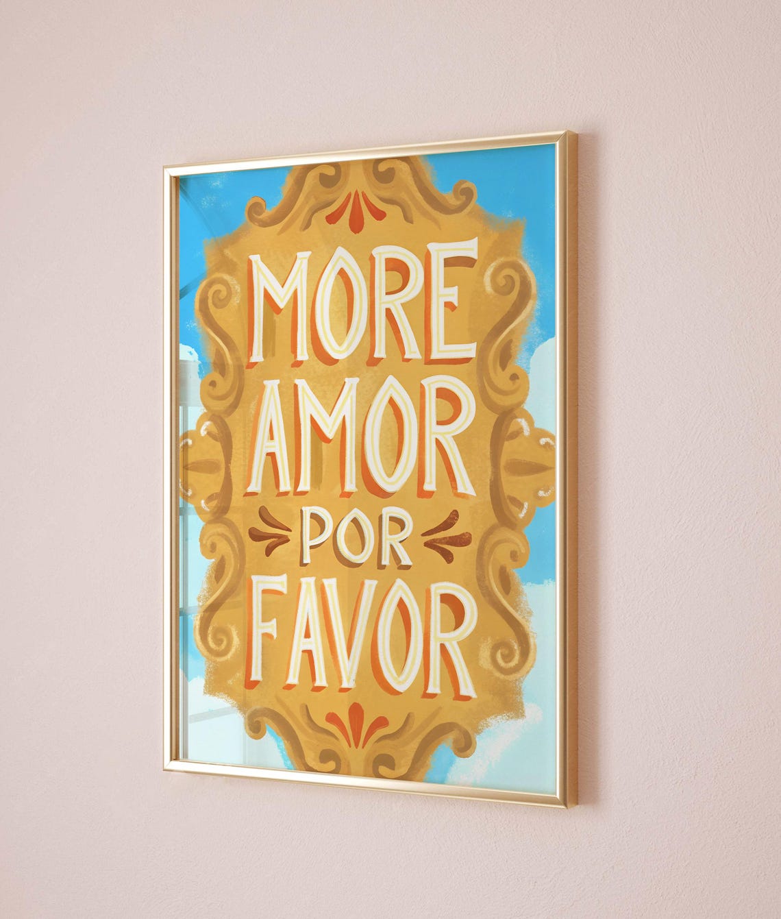 More Amor Por Favor Quote Poster Hand Lettered Vintage Style Wall Art - Image 3