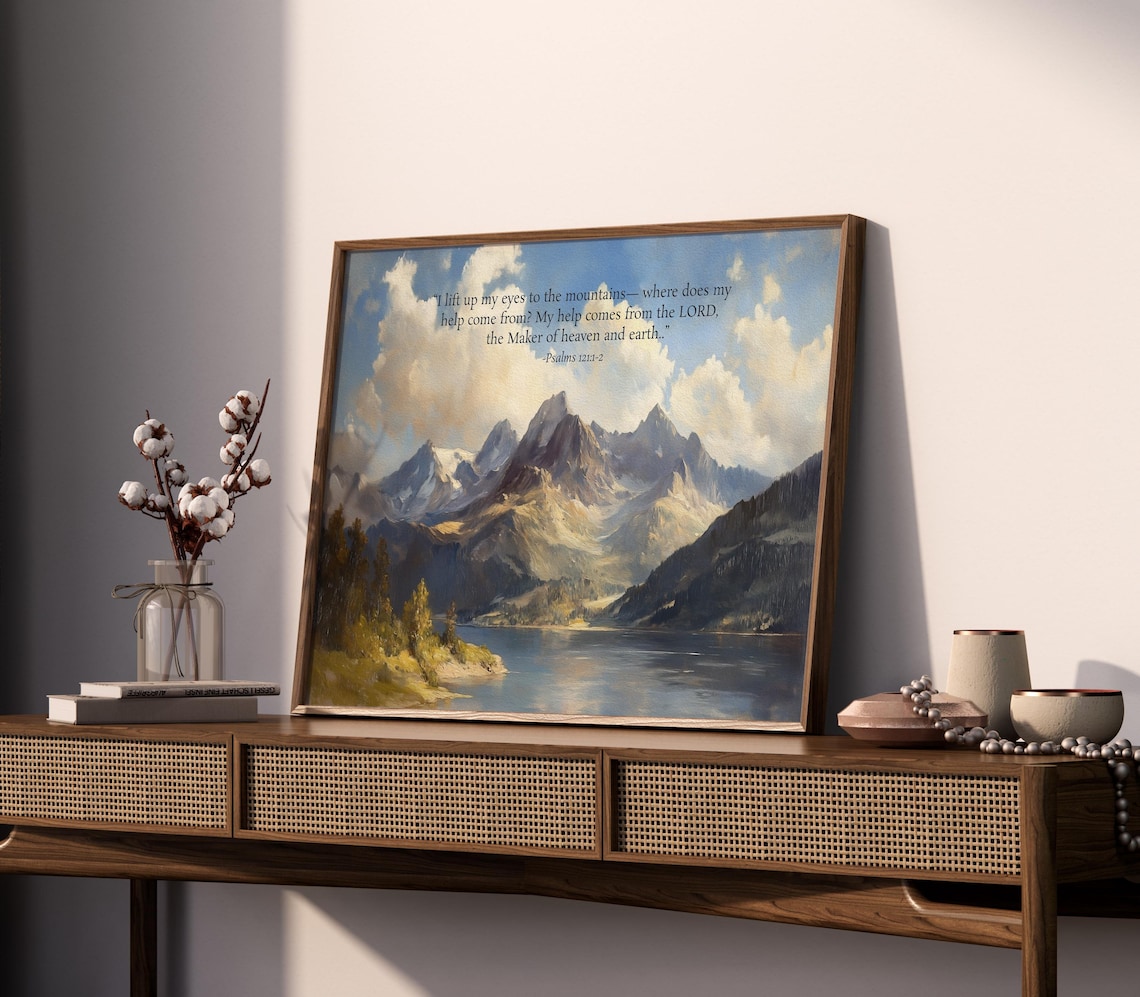 Psalm 121 I Lift Up My Eyes to the Mountains Scripture Poster - Image 5