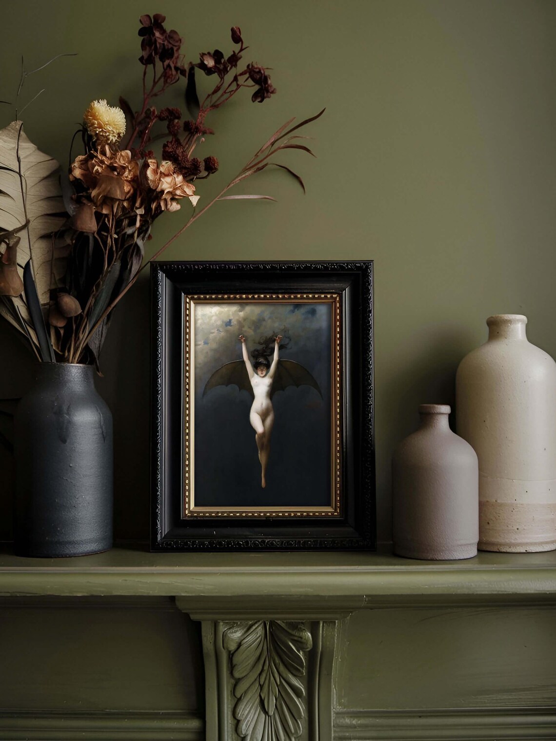 Dark Academia Decor La Femme Chauve Souris The Batwoman Wall Art Dark Gothic Art Print Macabre Decor Vintage Witch Print - Image 2