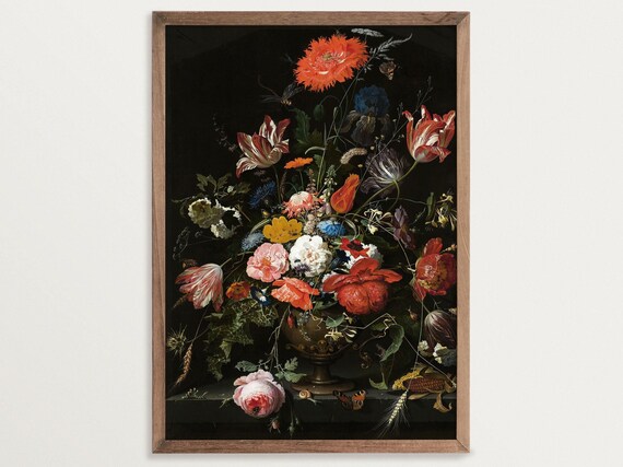 Moody Flower Still Life, Dark Academia Art Print