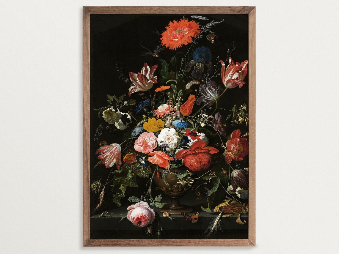 Moody Flower Still Life, Dark Academia Art Print