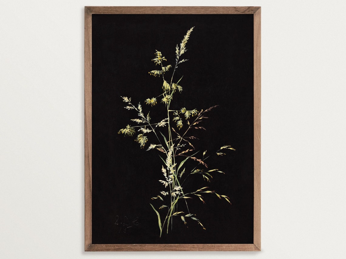 Dark Botanical Print, Moody Floral Art Print