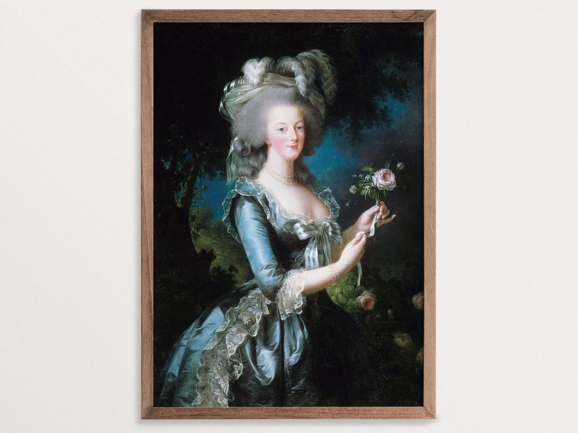 Marie Antoinette With a Rose, Rococo Art Print