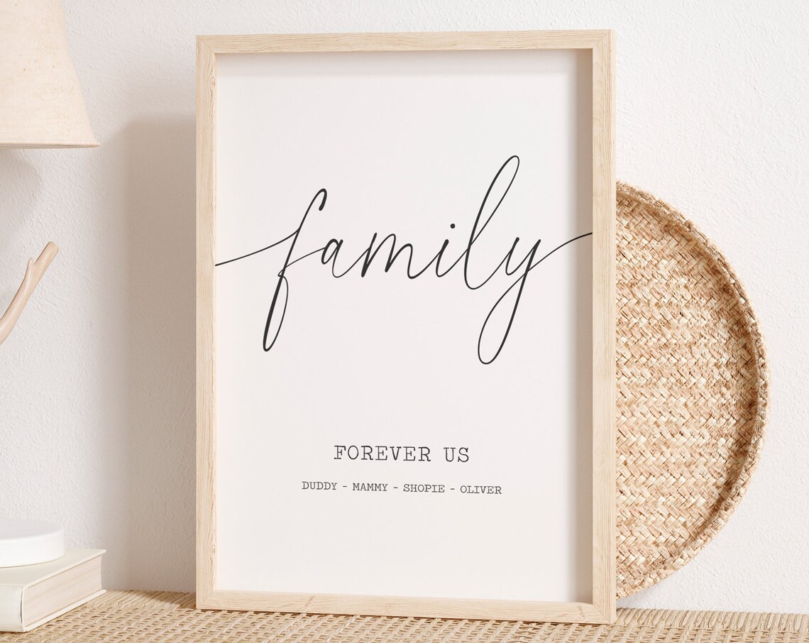 Family Forever Us Script Calligraphy Modern Farmhouse Name Poster - Image 4