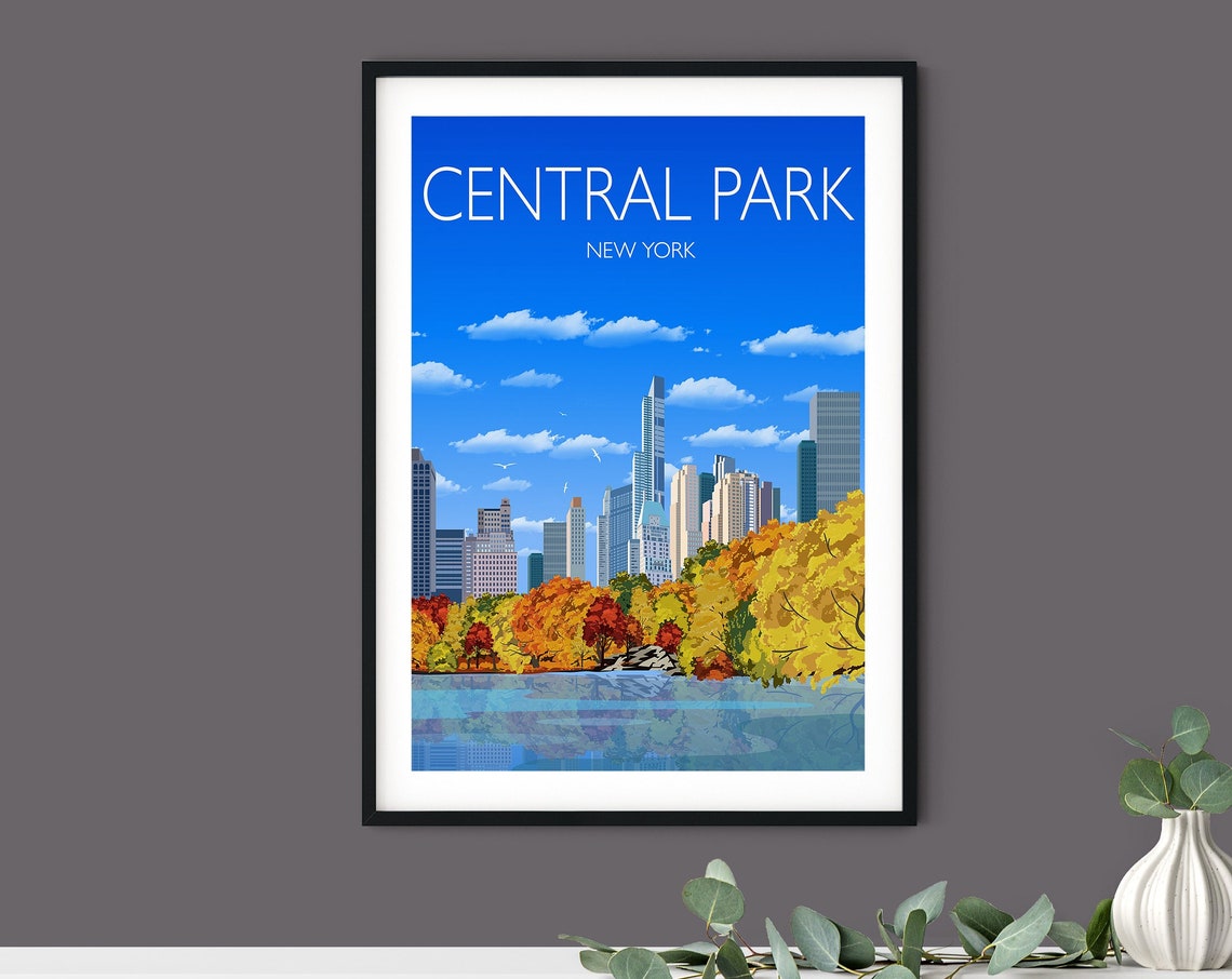 Travel Poster Of Central Park New York Travel Print Of Central Park City Of New York Usa Usa Travel Poster New York Cityscape - Image 5