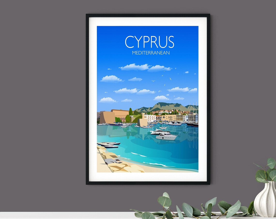 Cyprus Travel Poster, Mediterranean Sea Travel Print - Image 6