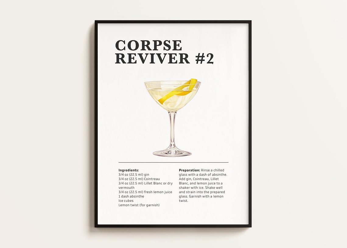 Corpse Reviver 2 Cocktail Recipe, Bar Kitchen Art
