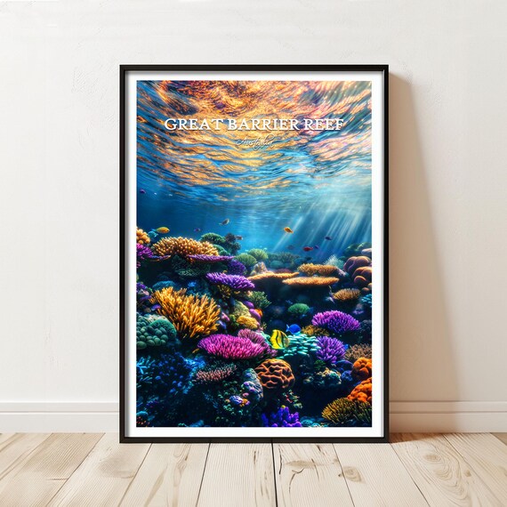 Great Barrier Reef Travel Poster Print Radiant Coral And Tropical Fish For Vibrant Underwater Decor