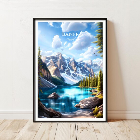 Banff Canada Rocky Mountain Scenic Turquoise Lake Travel Poster