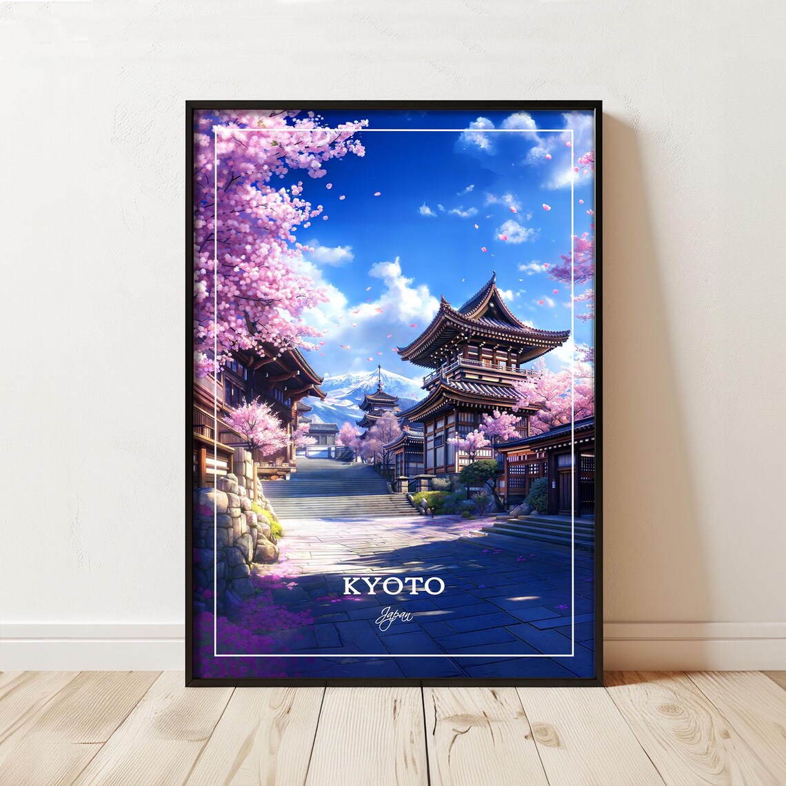 Kyoto Japan Cherry Blossom Pagoda Spring Sakura Travel Art Poster