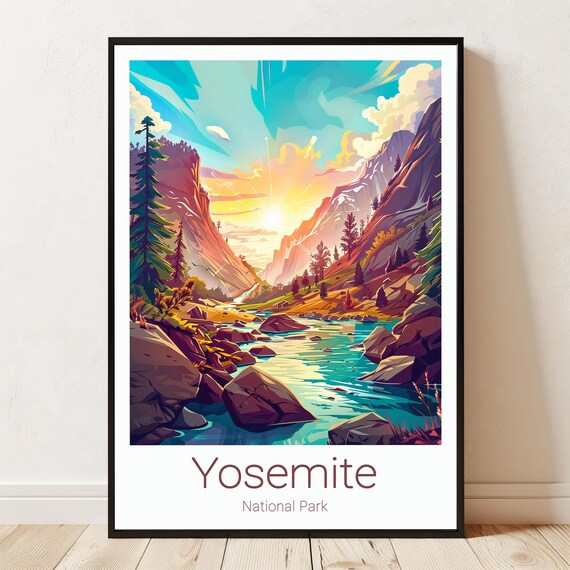 Yosemite National Park Sunrise River Valley Landscape Art Print