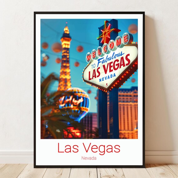 Welcome to Fabulous Las Vegas Nevada Neon Sign Night Travel Poster