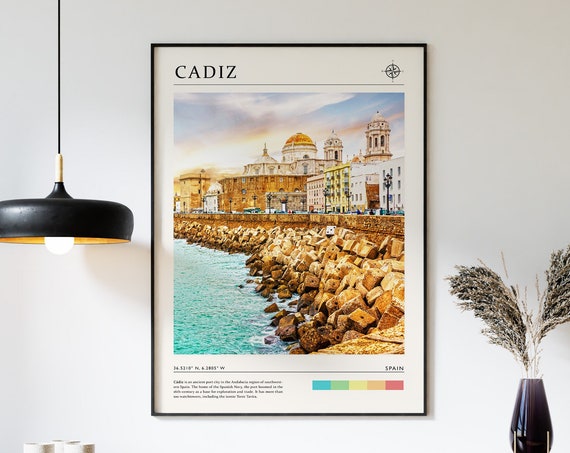 Cadiz Spain Travel Poster, Coastal City