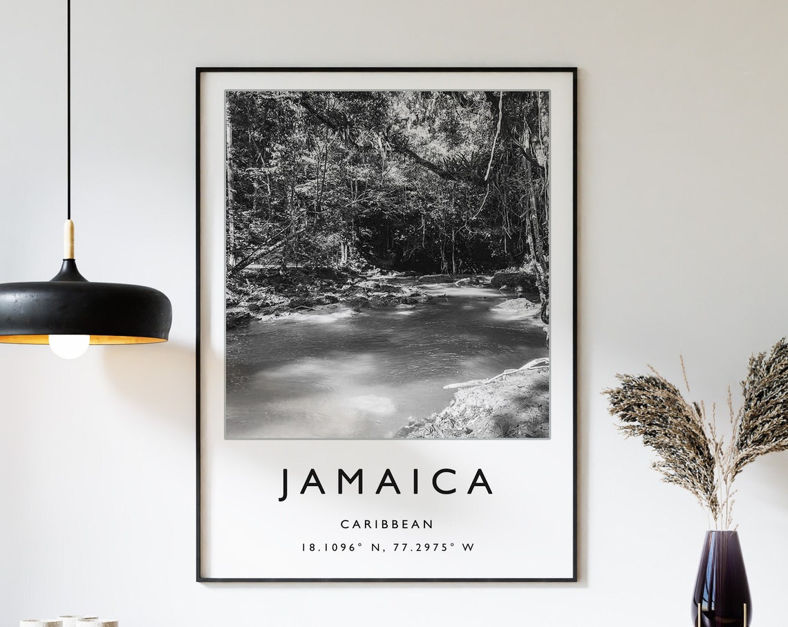 Jamaica Travel Print Jamaica Travel Poster Caribbean Travel Print Caribbean Print Black And White Travel Poster Travel Art Travel Gift