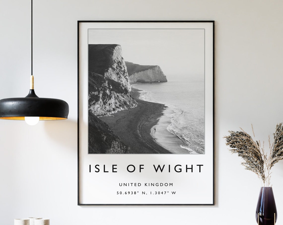 Isle Of Wight Travel Print Isle Of Wight Poster United Kingdom Print Black And White Travel Poster Travel Art Travel Gift