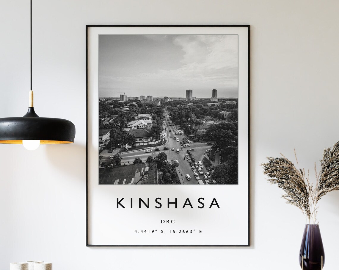 Kinshasa Travel Print Kinshasa Travel Poster Congo Travel Print Congo Print Black And White Travel Poster Travel Art Travel Gift