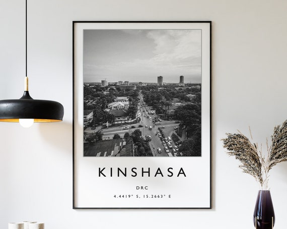 Kinshasa Travel Print Kinshasa Travel Poster Congo Travel Print Congo Print Black And White Travel Poster Travel Art Travel Gift