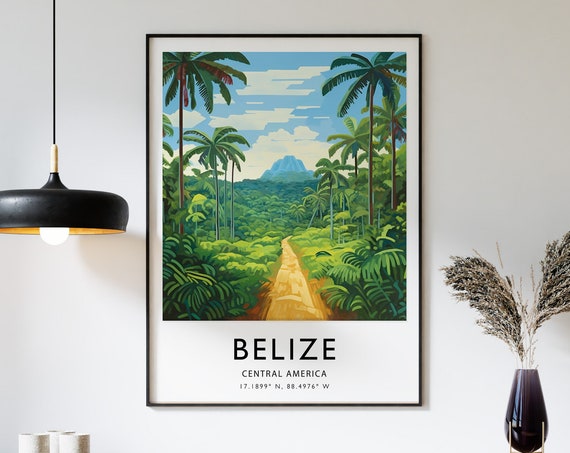 Belize Travel Poster Belize Travel Print Caribbean Travel Art Travel Poster Colourful Travel Decor Travel Gift A1a2a3a4