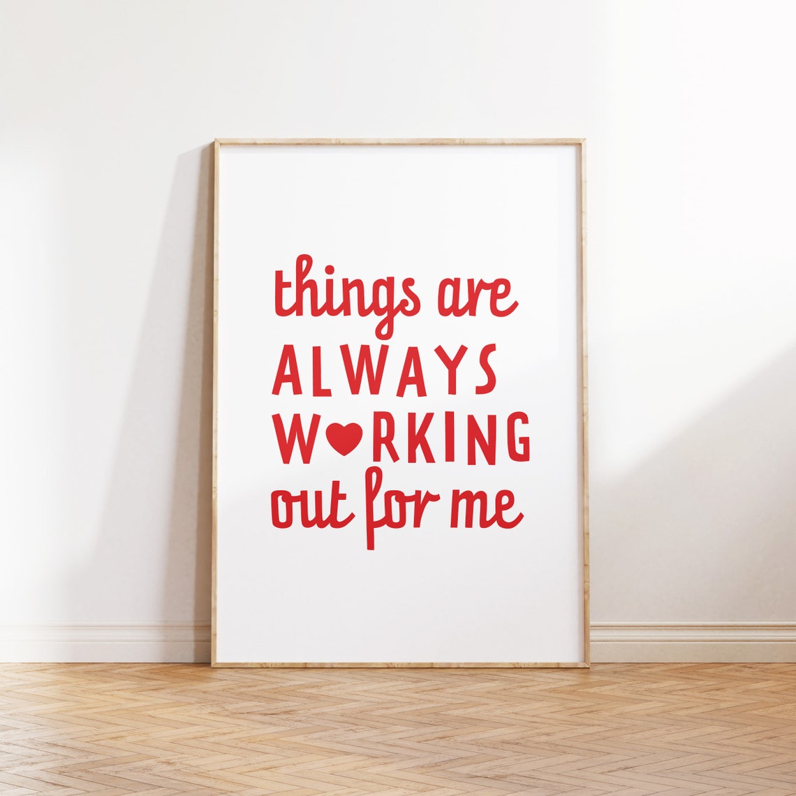 Things Are Always Working Out for Me Red Affirmation Quote Poster - Image 3