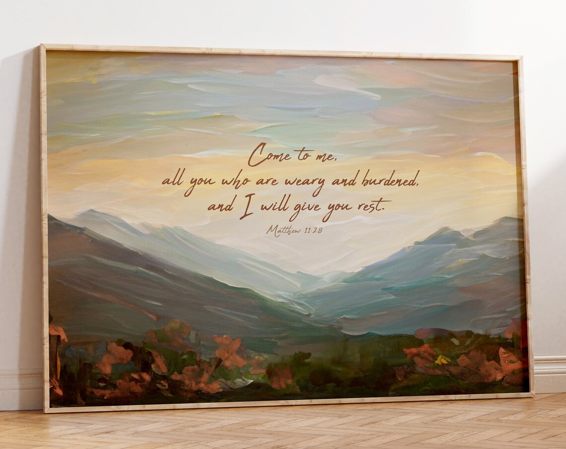 Matthew 11:28 Scripture Art Print, Comforting Verse