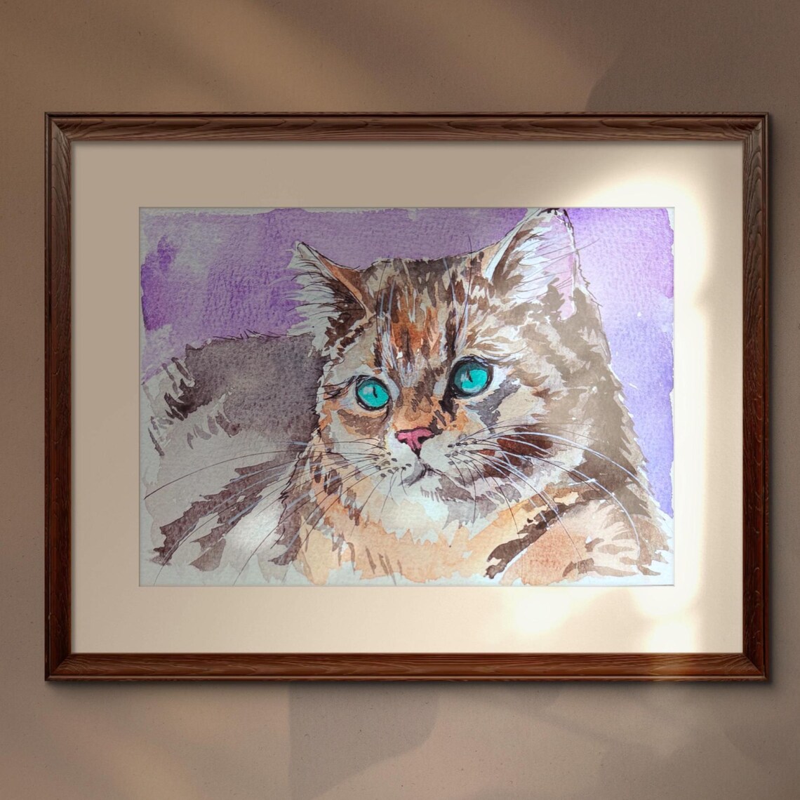 Custom Pet Watercolor Painting, Cat Loss Gift