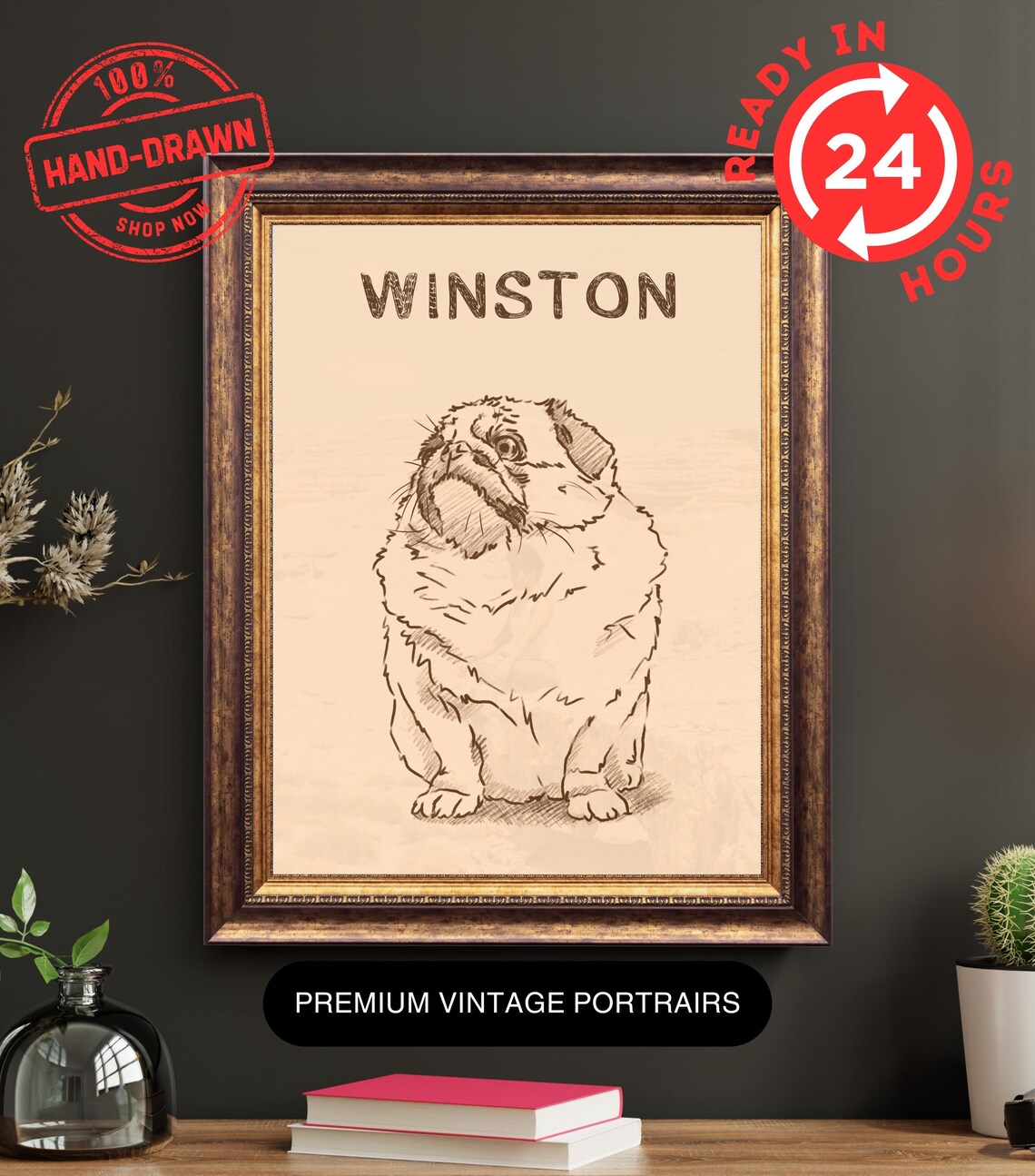 Personalized Pet Portrait, Minimalist Dog Remembrance Gift