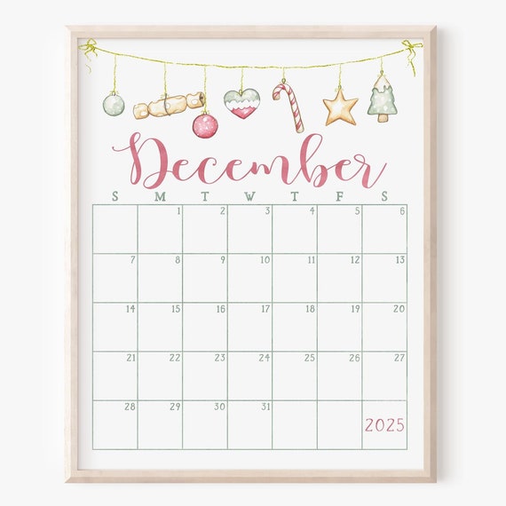 December 2025 Calendar Cute Christmas Monthly Planner Holiday Office Decor Festive Fridge Calendar Seasonal Appointment Keeper