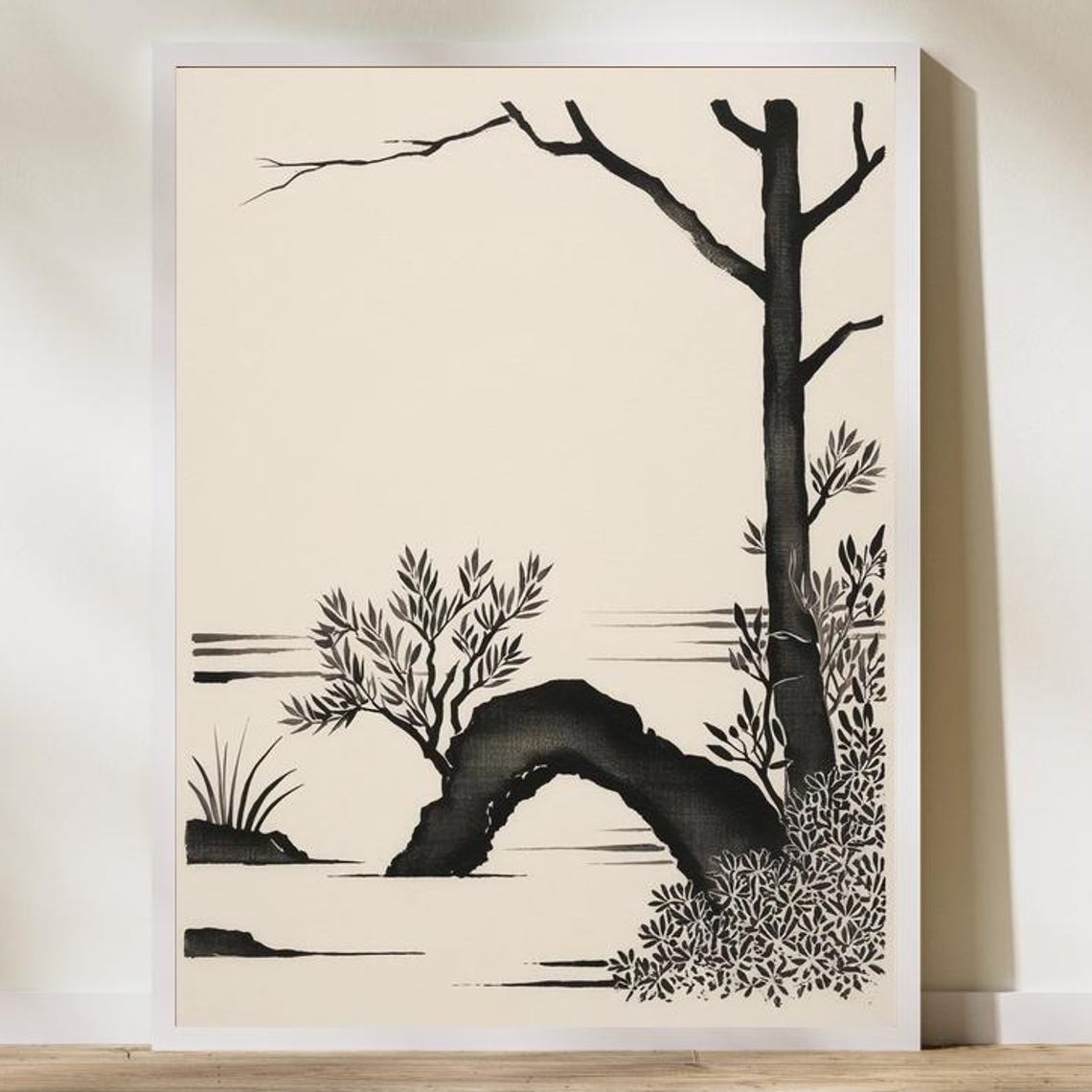 Japandi Minimalist Japanese Ink Landscape Art Print - Image 3