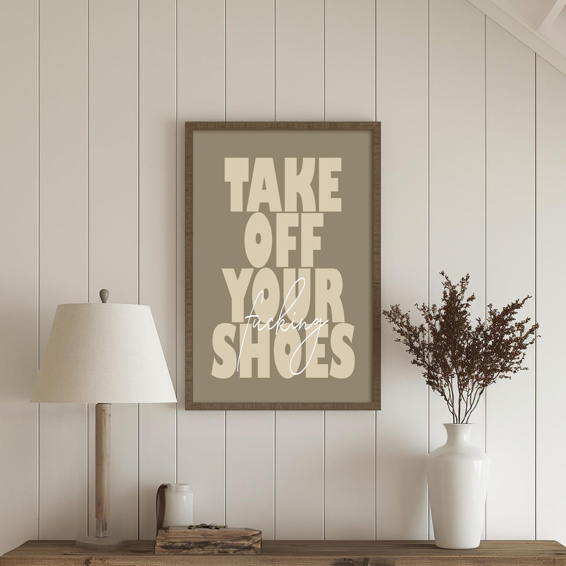 Sassy Funny Take Off Your Shoes Typography Entryway Decor Wall Art - Image 2