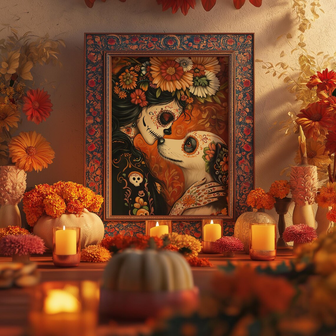 D ed a De Los Muertos Girl And Dog Art Print - Image 4