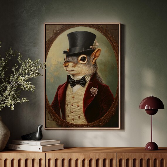 Elegant Squirrel Portrait, Victorian Steampunk