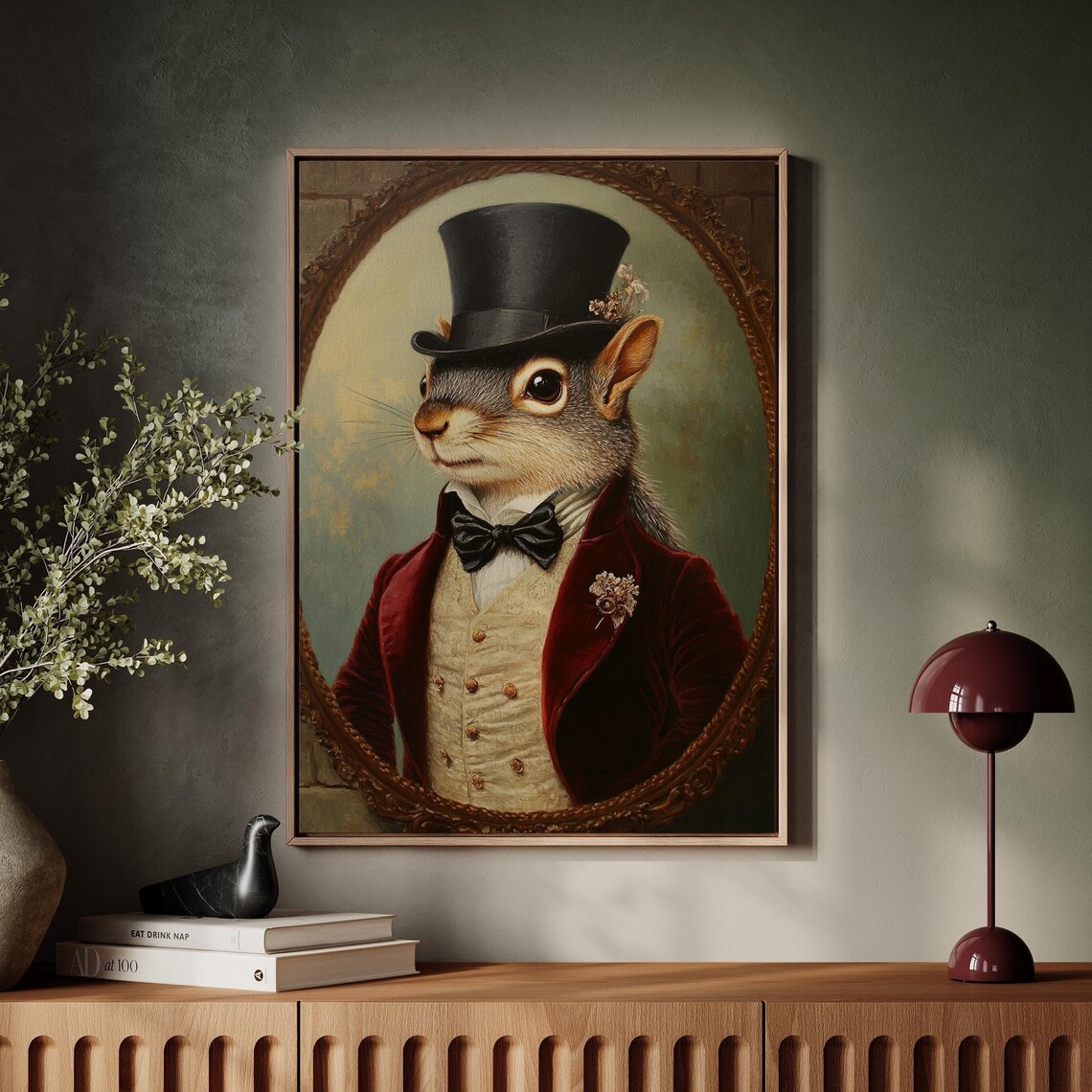 Elegant Squirrel Portrait, Victorian Steampunk