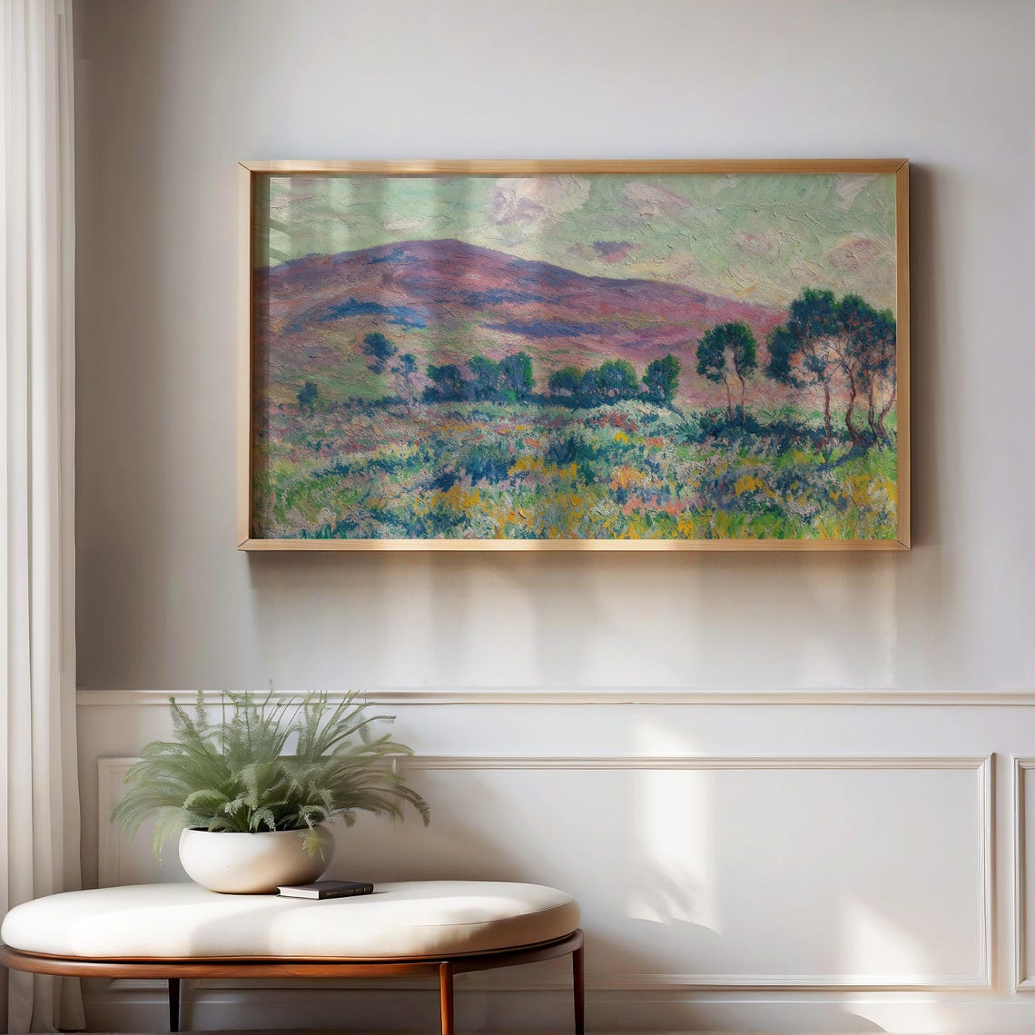Purple Mountain Meadow Impressionist Wildflower Landscape Poster - Image 3