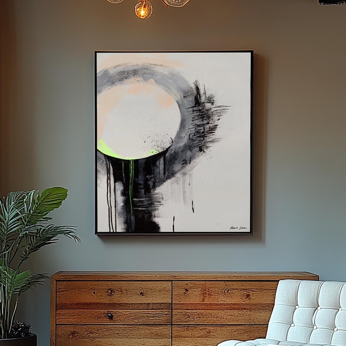 Minimalist Black And White Abstract Art Print Modern Circle Wall Art Textured Contemporary Decor Monochrome Abstract Wall Art - Image 5