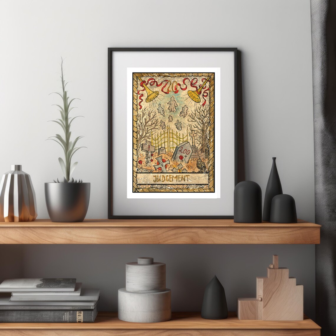 Judgement Tarot Card Wall Art Tarot Card Art Prints Occult Wall Art Dark Spiritual Art Decor Divination Art Print Graveyard Art Print - Image 3