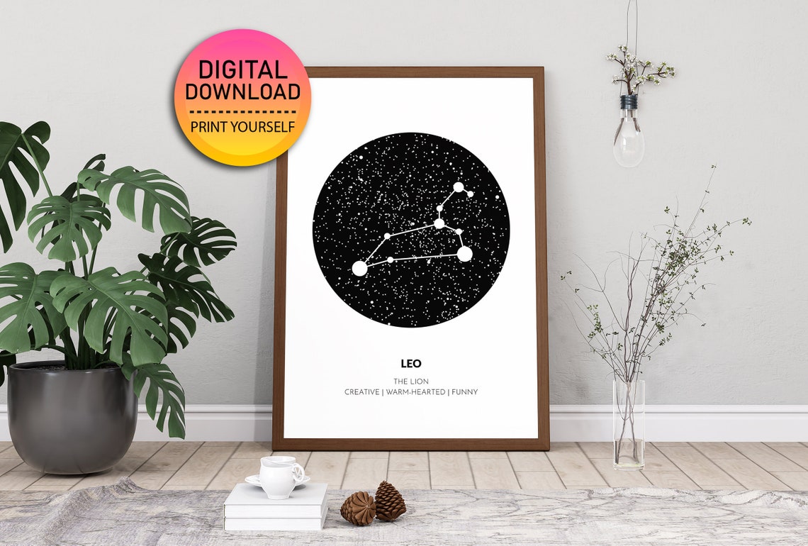 Leo Star Sign Instant Print Zodiac Art Spiritual Wall Art Astrology Sign Poster - Image 2