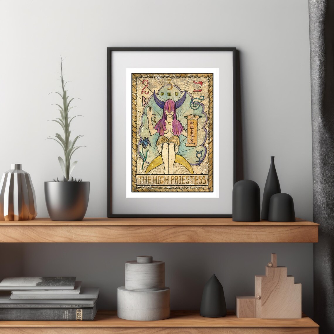 The High Priestess Tarot Card Wall Art Witchy Art Print And Gifts Tarot Card Art Prints Boho Art Print Astrology Art Prints Arcana Art - Image 3