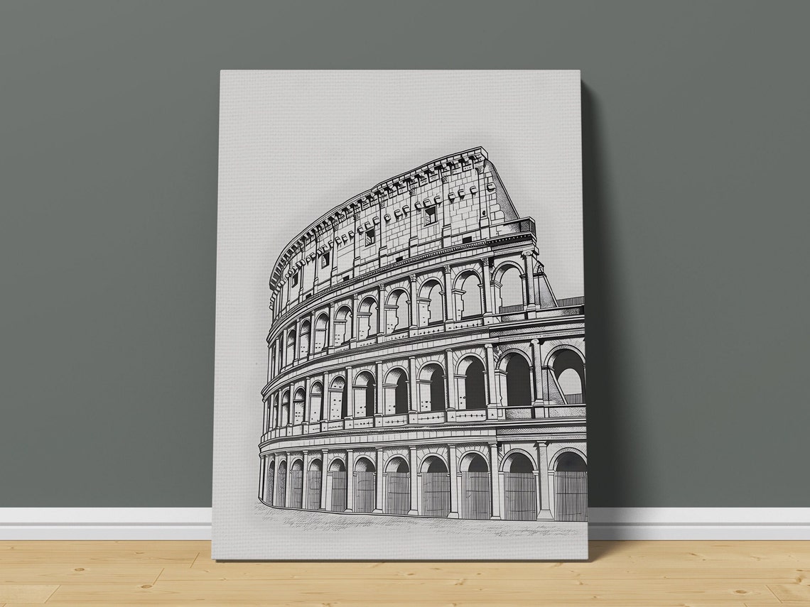 Colosseum Rome Ancient Architectural Sketch Line Drawing Poster - Image 3