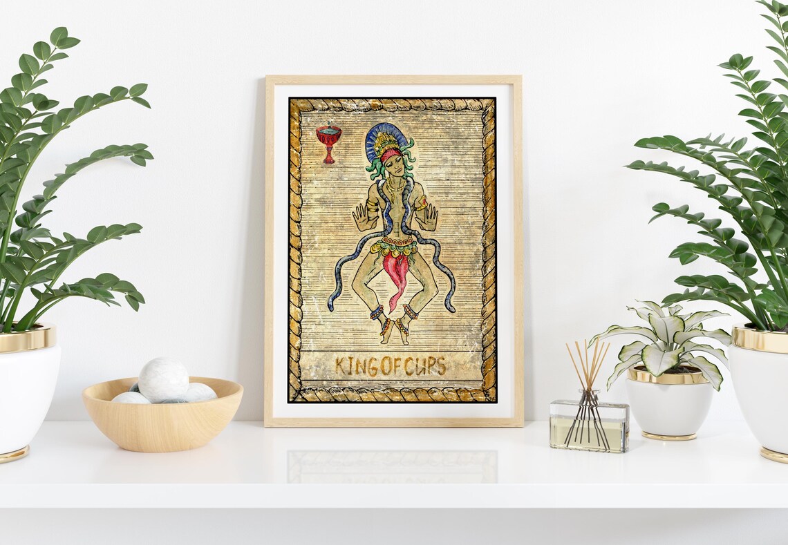 King Of Cups Tarot Card Wall Art Print Tarot Card Art Prints Occult Art Print Witchy Wall Art Prints New Age Wall Art Gift For Witches - Image 2
