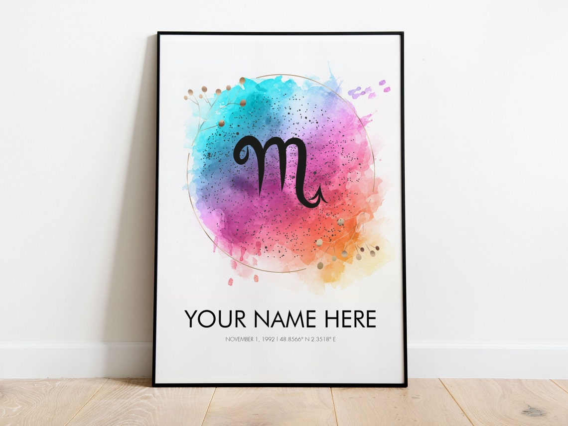 Scorpio Zodiac Sign Watercolor Galaxy Starry Constellation Art Poster - Image 3