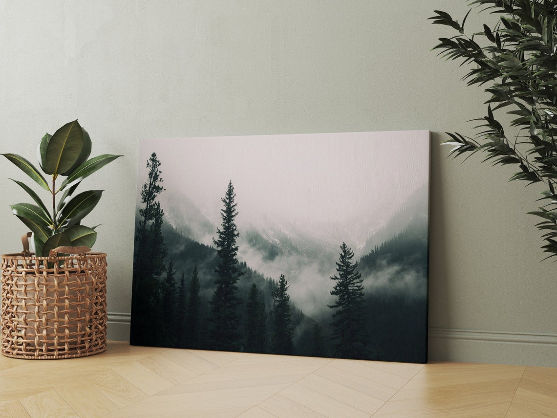 Foggy Forest Print Art Print Large Art Foggy Forest Foggy Forest Wall Art Foggy Mountain Art Prints Foggy Tree - Image 2