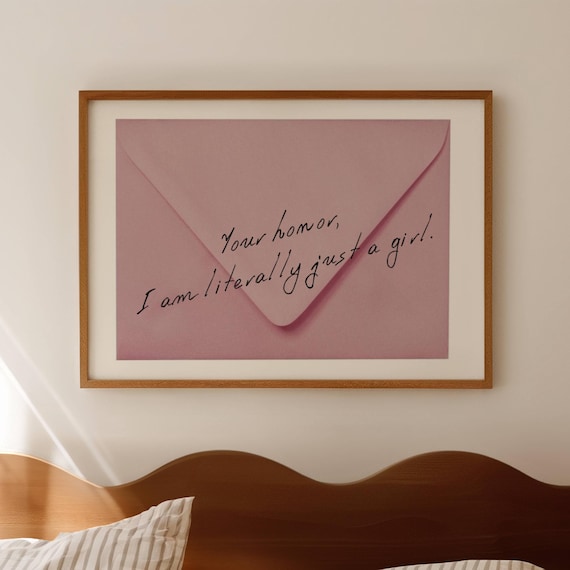 Your Honor I Am Literally Just A Girl Quote Pink Envelope Print