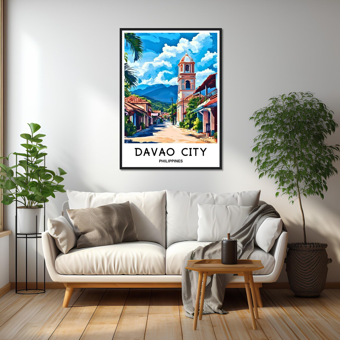 Davao City Philippines Colonial Street Church Tower Travel Poster - Image 2