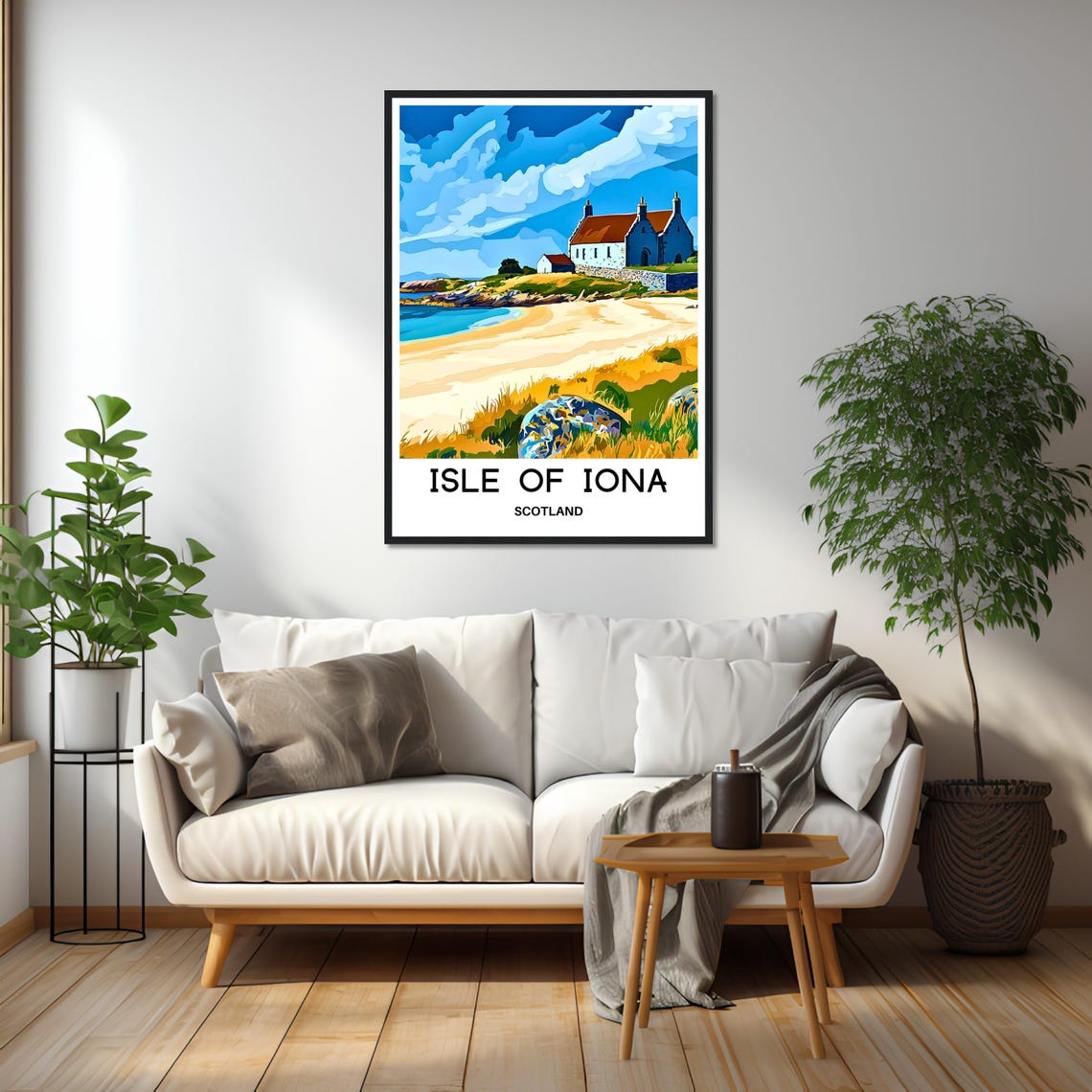 Isle Of Iona Scotland Golden Beach Stone Chapel Scenic Travel Poster - Image 2