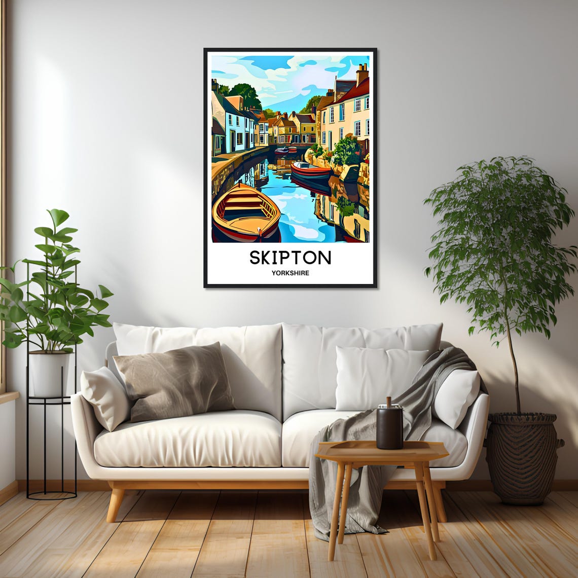 Skipton Yorkshire Canal Scene With Colorful Boats Travel Poster - Image 2