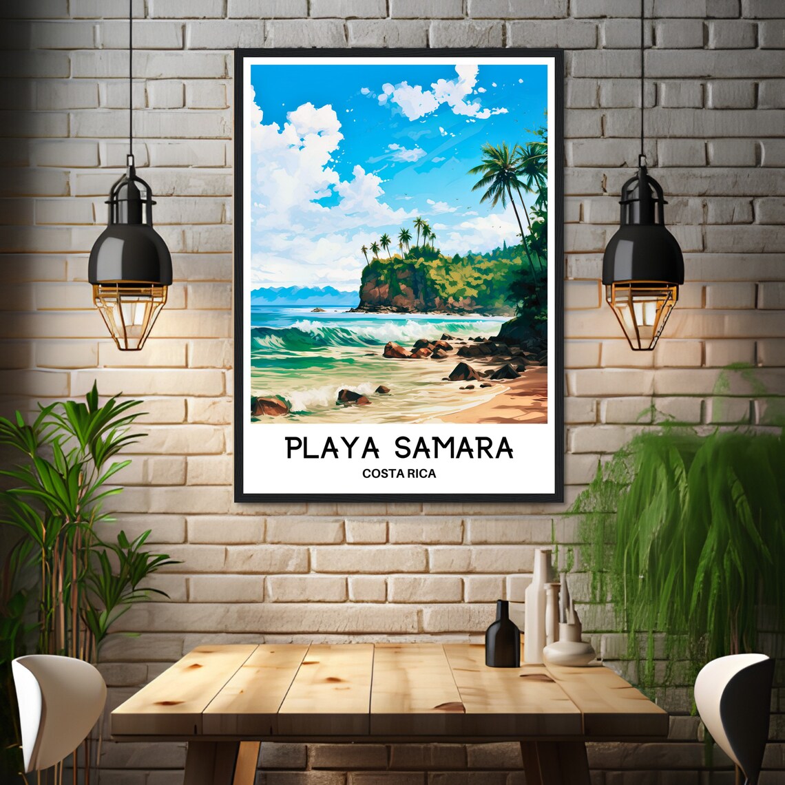Playa Samara Costa Rica Tropical Beach Surf Vintage Travel Poster - Image 3