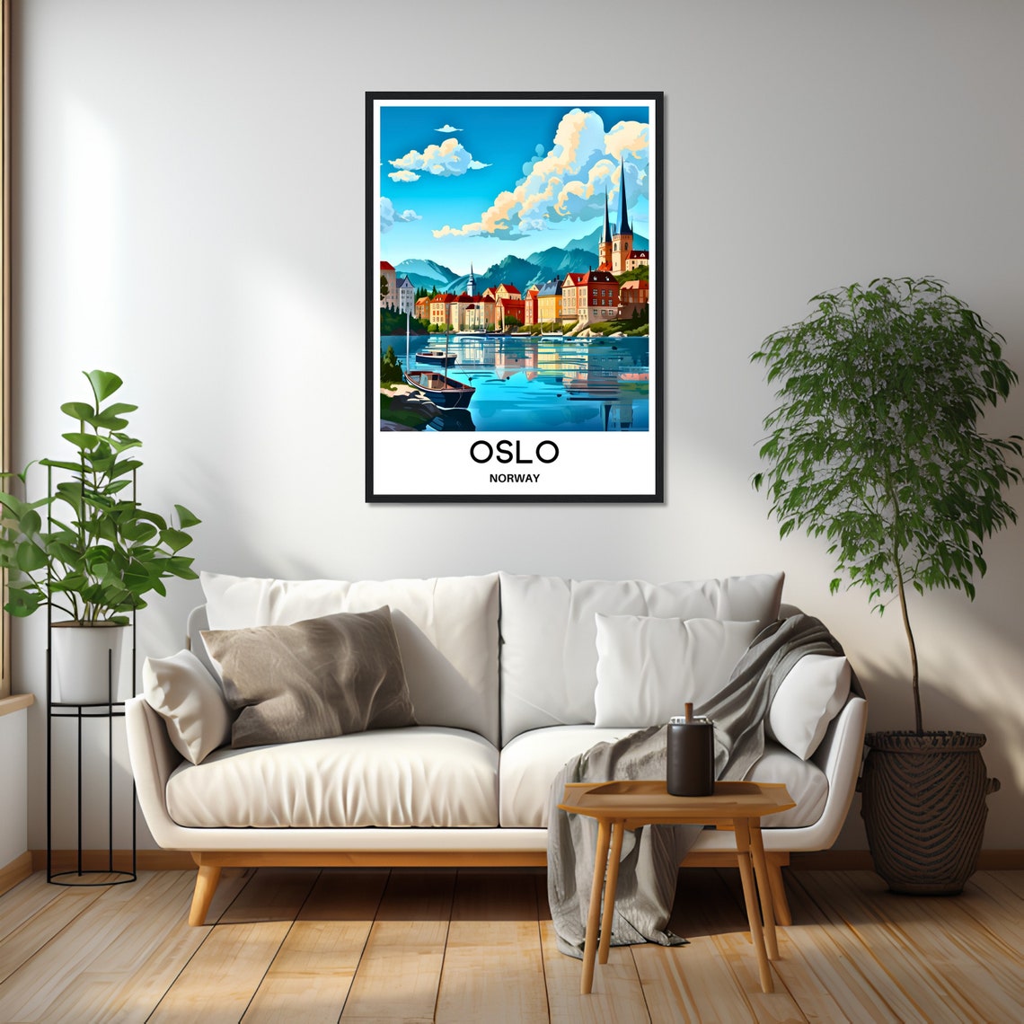 Oslo Norway Sunny Harbor Old Town Church Spire Daytime Poster - Image 3