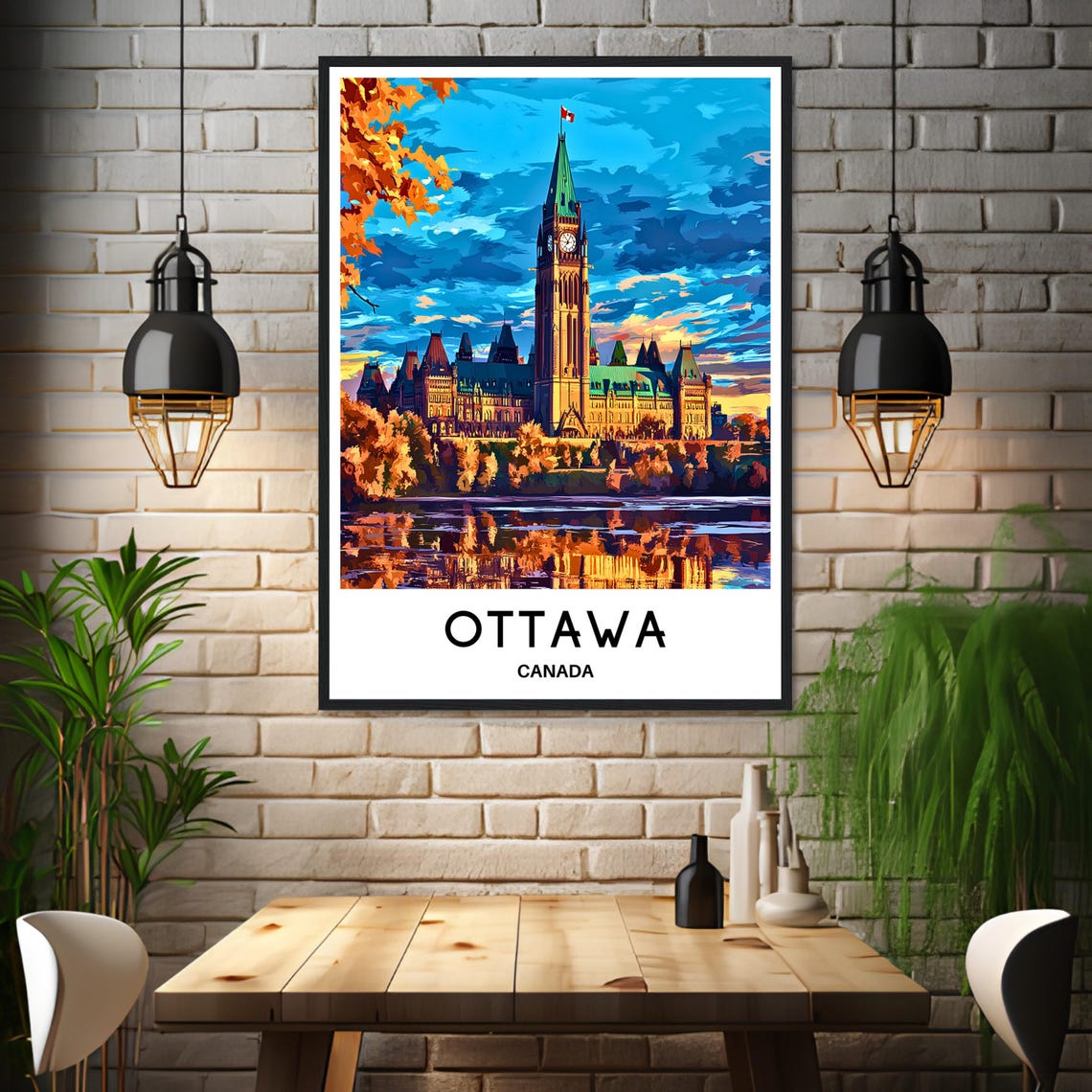 Ottawa Canada Parliament Hill Clock Tower Sunset River Poster - Image 3
