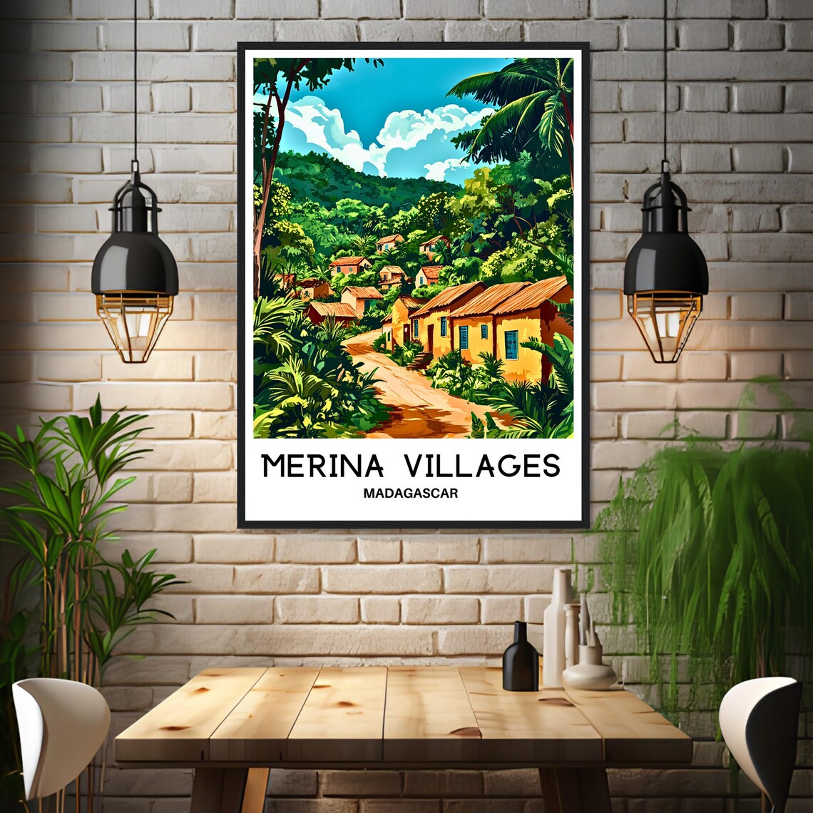 Merina Villages Madagascar Jungle Village Dirt Road Travel Poster - Image 3