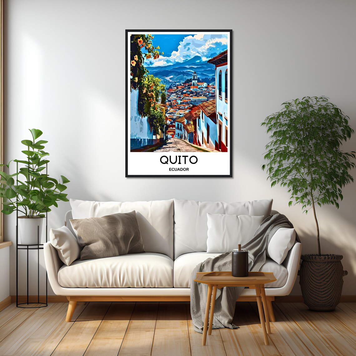 Quito Ecuador Old Town Street Andes Mountains Backdrop Poster - Image 2
